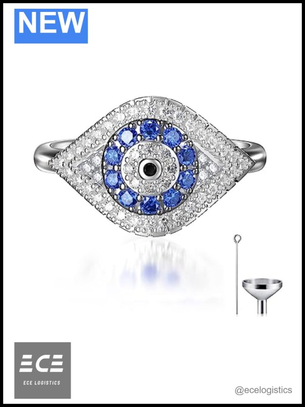 925 Sterling Silver Evil Eye Urn Ring for Ashes Memorial Keepsake Jewelry